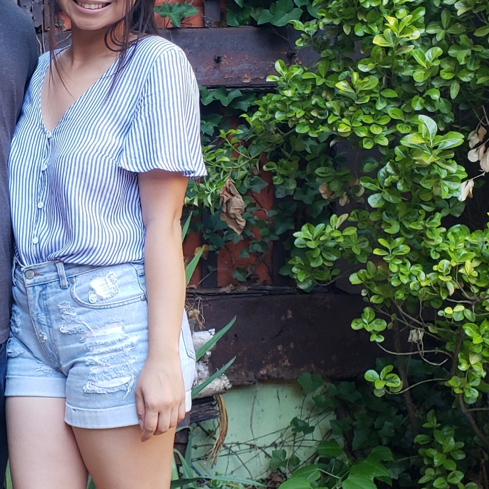 Mossimo Blue and White Striped Top